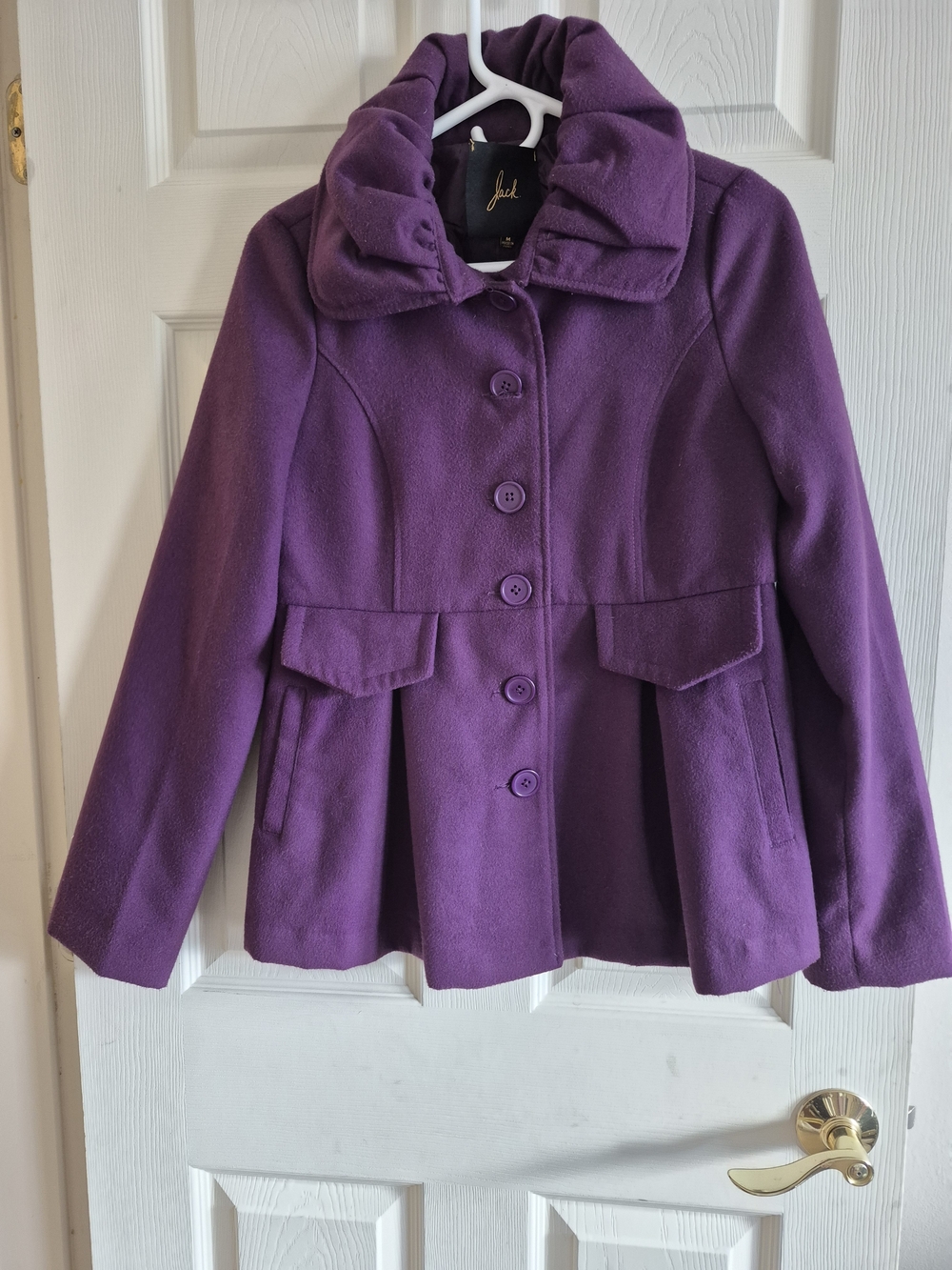Jack by BB Dakota Purple Ruffled Collar Peacoat